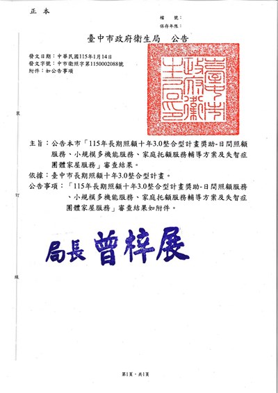 115年第1次審查結果公告